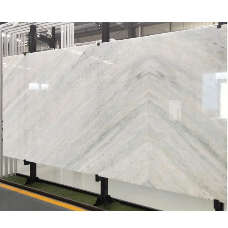 Italian Blue Crystal Marble Stone White Color Blue Marble Slab Book Matched Interior wall flooring tiles design