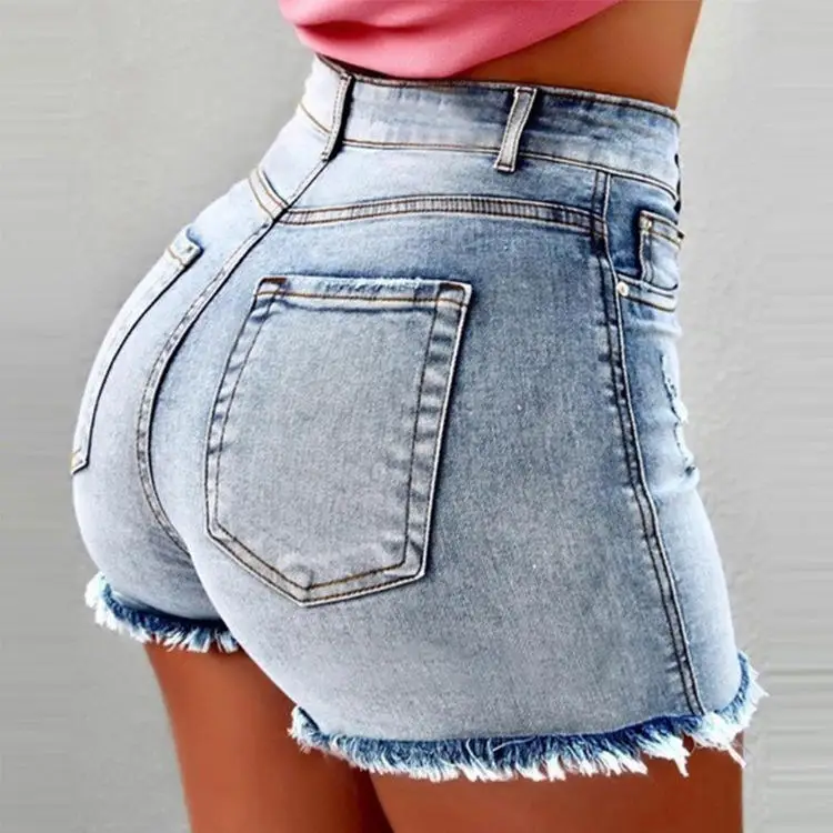High Stretchy Skinny Jeans Women 2024 Summer Hot Selling Button Fly Ripped Jeans Women Cotton Jean Shorts