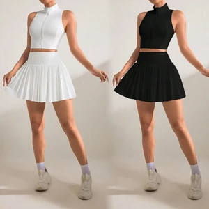 New Fabric High Quality Gym Fitness Set Women Golf Tennis Skirt Set Women's Fitness Tennis Wear Girl