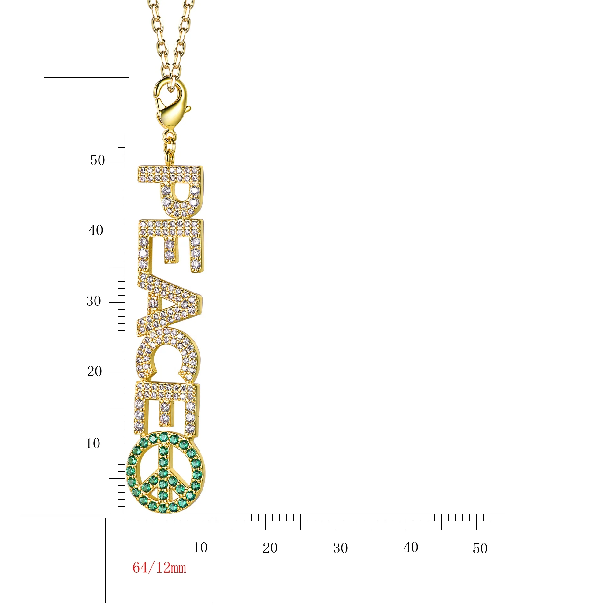 Peace Sign Pendant Necklaces for Women 14K Gold Plated Dainty Handmade Letter Pendant Necklaces for Women