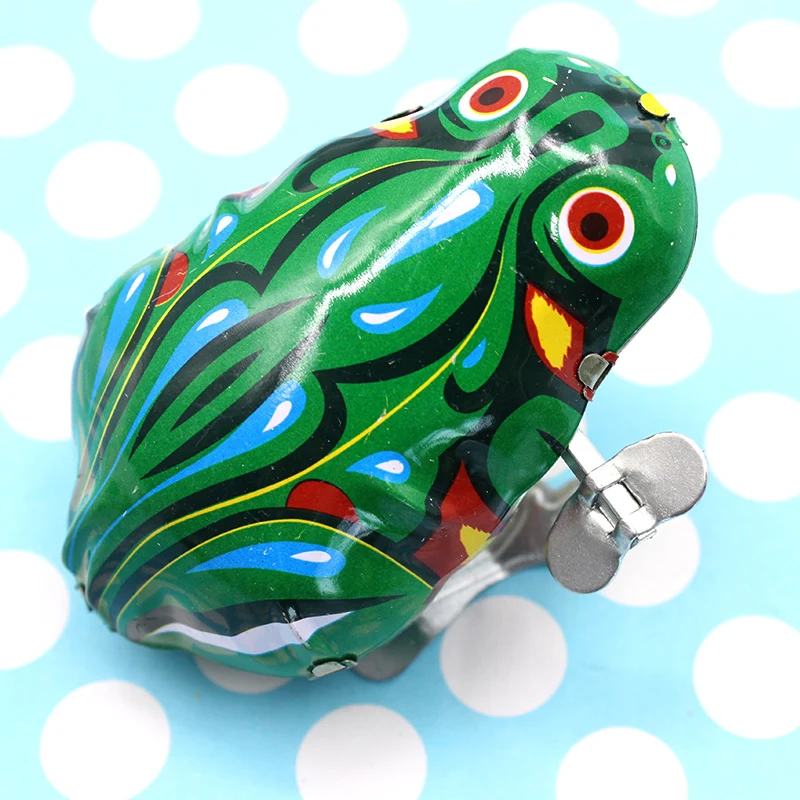Жестяная лягушка, ностальгическая заводная игрушка на цепочке, железная игрушка животного для детей