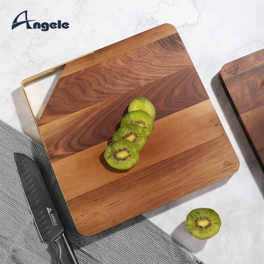 Walnut Wood Butcher Chopping Board with Copper Handle Wood Cutting Board