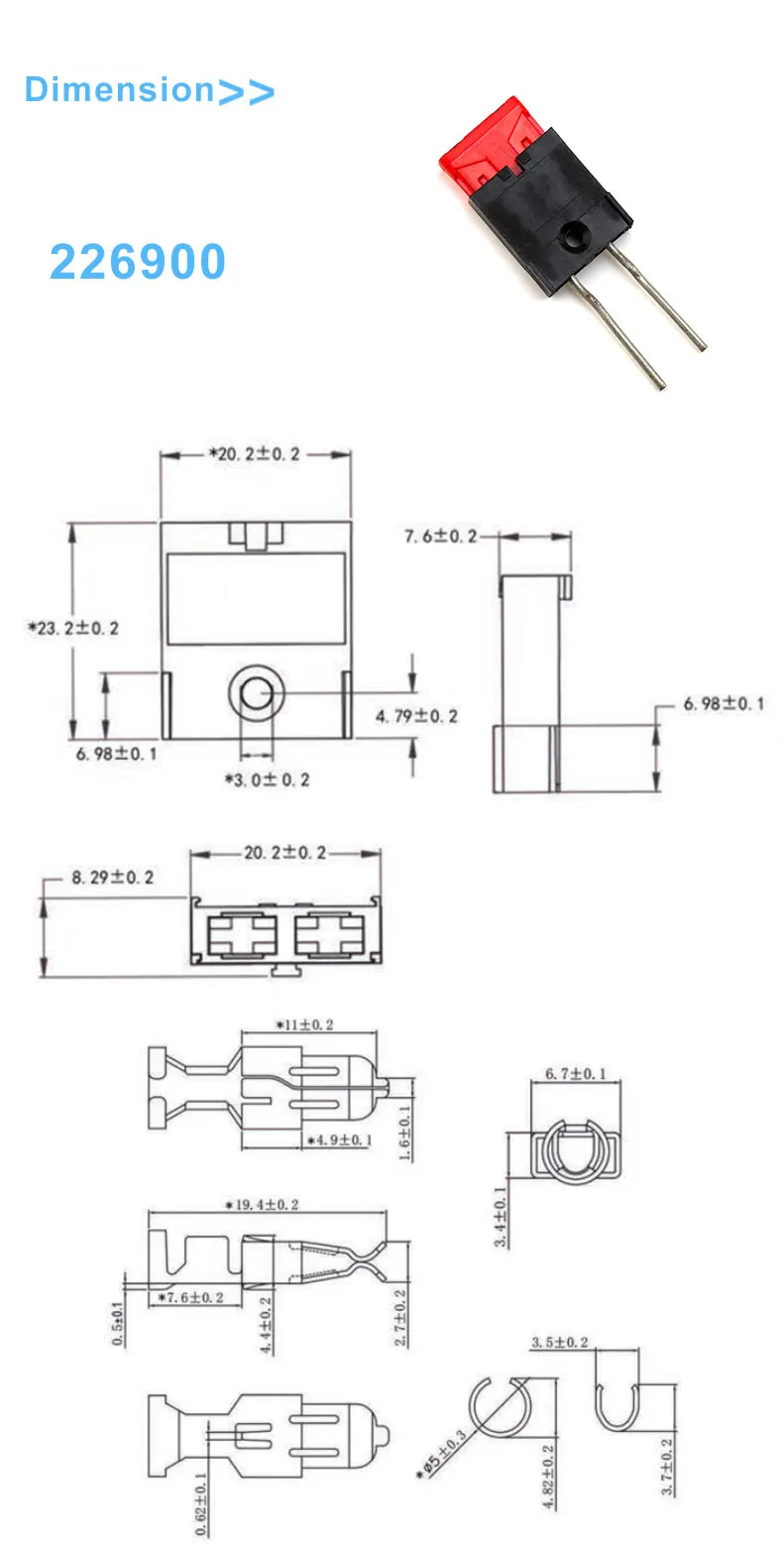 FKH Stackable 30A Rated 80V Black Blade Fuse Holder for PCB Mounting in Automotive Applications