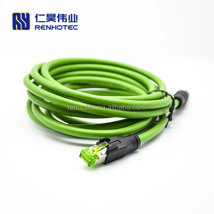 Dual M12 4 Pin Type D Code Male Straight Connector With Green Plastic Molding Cable Aviation 4pin 4p Monitor Boat Camera Buy Dual M12 4 Pin Type D Code Male Straight