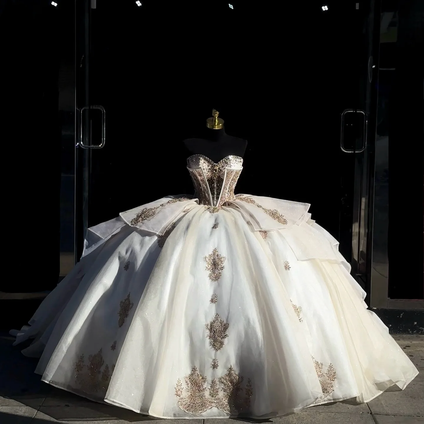 ivory wedding dress white flowers Ivory Wedding Dresses | Sleeveless Ivory Gown main image 0