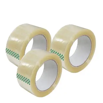 Free sample BOPP OPP clear tape stick good adhesive easy to tear cut tape logo  packing  sealing tape