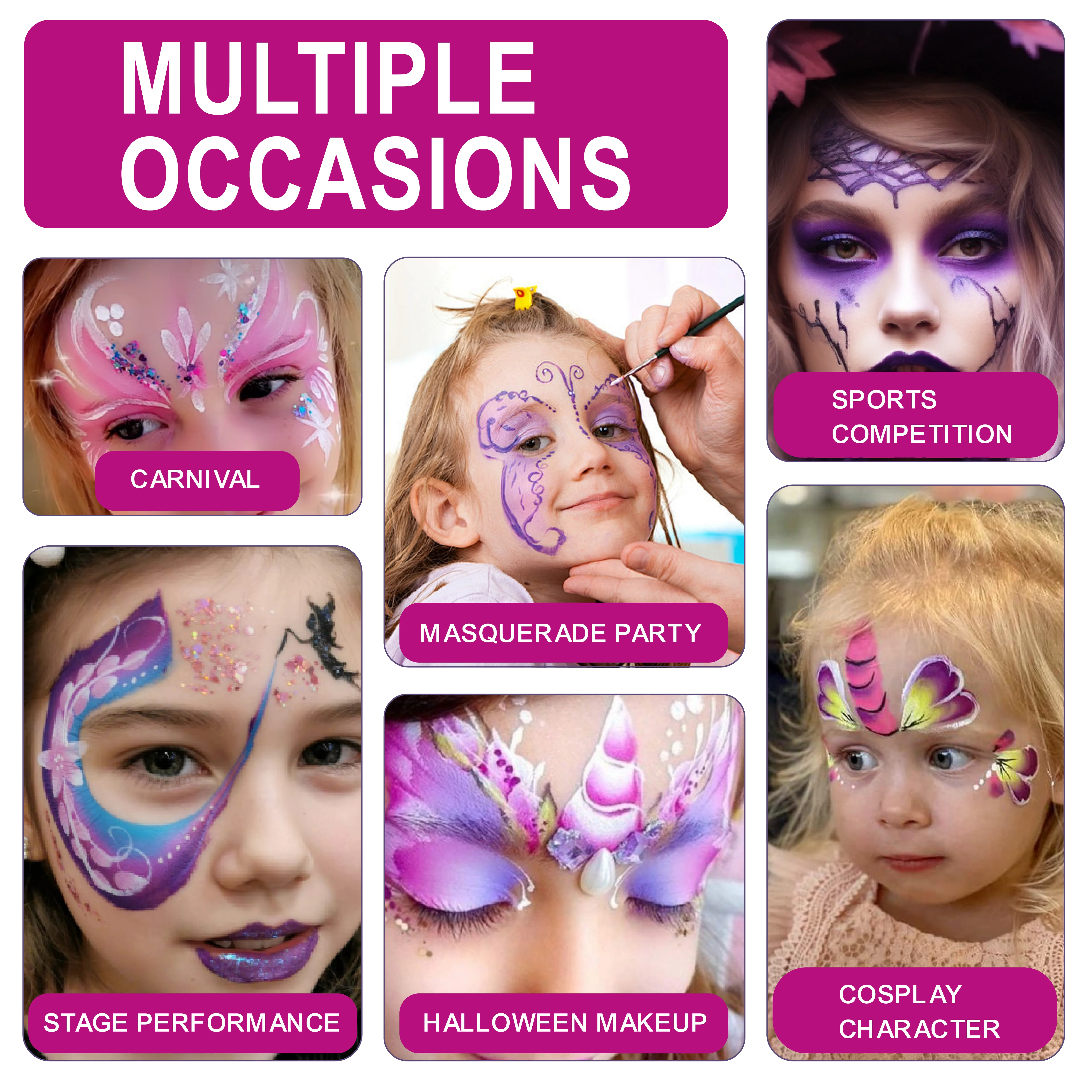 Water Based Makeup Face Body Paint Kit With 12 Colors Split Cake