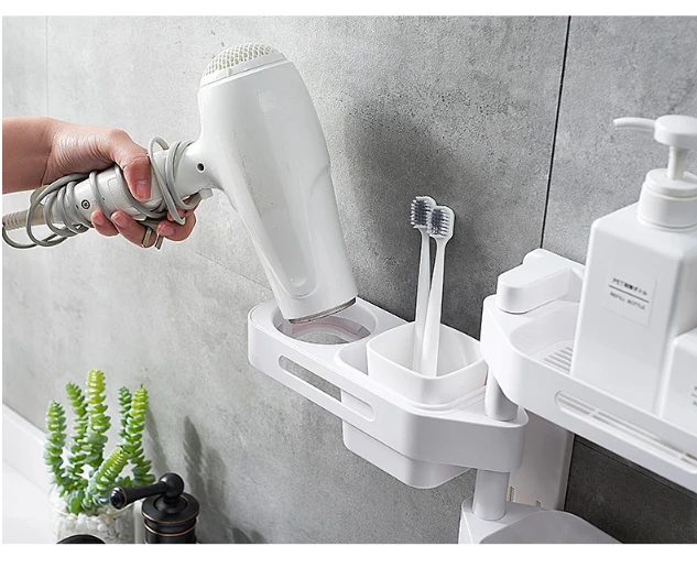 Non punching rotary bathroom hair dryer bathroom kitchen storage rack