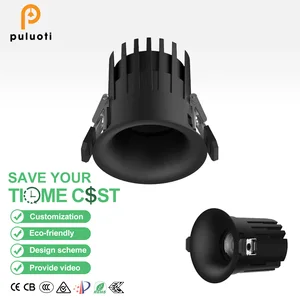 PULUOTI Custom Superbright LED Spotlight 8W-15W 3CCT 75mm Recessed Ceiling Spot Lights IP20 for Home and Office Lighting Black