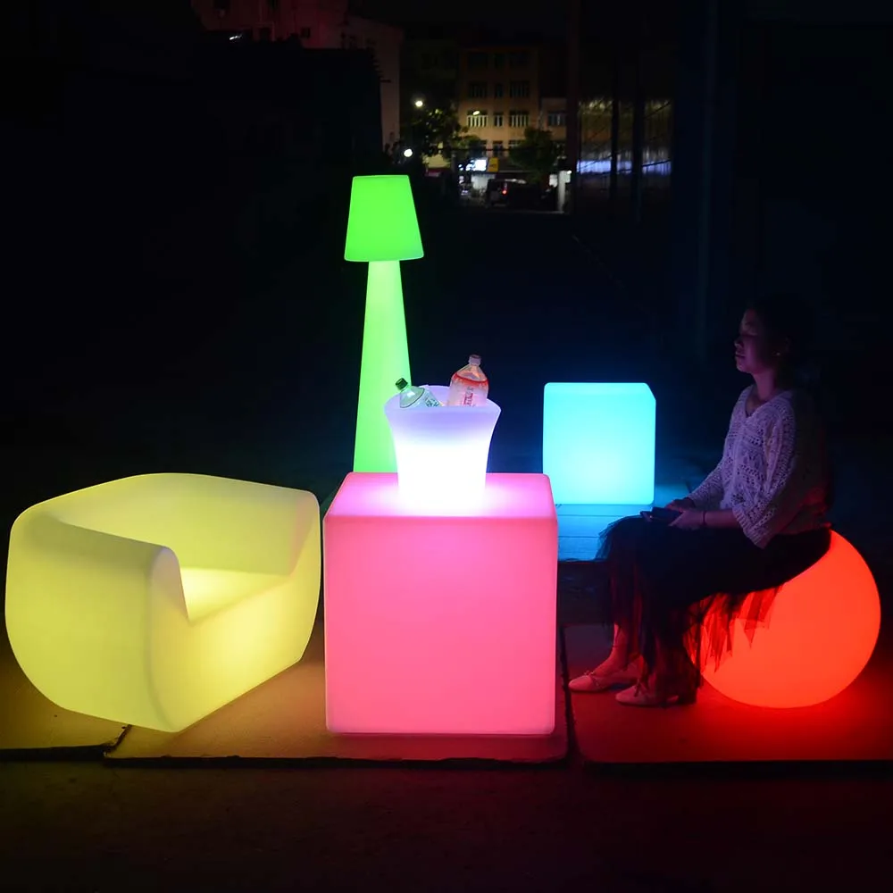 Led Party Chairs and Tables Luminous Glow Garden Illuminated Outdoor Furniture Led Light Chair and Table Sofa Set