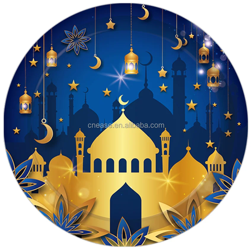 Huancai Eid Mubarak Disposable Tableware Set Paper Plates Cups Napkins
