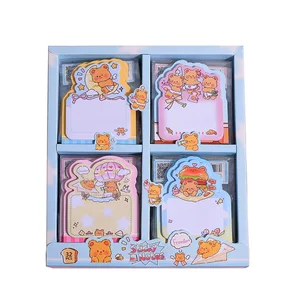 2026 Small  pink Blue  Cute  Bread Bear Cartoon  Mini Bookmark Sticky Note for Students and Girls