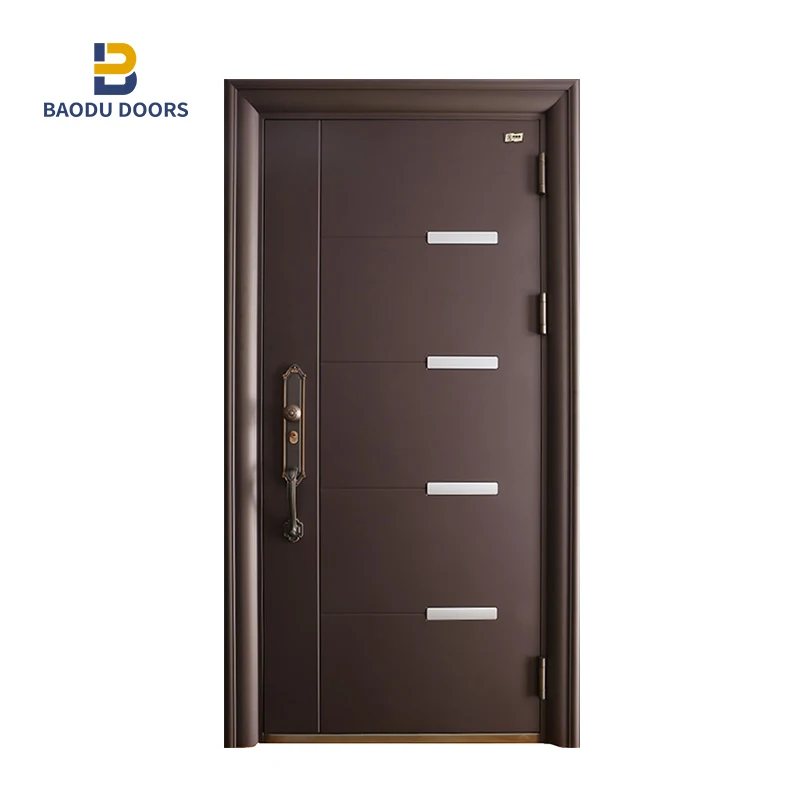 Security Steel Doors Front Entry Metal Door Exterior Waterproof High Quality From China Steel Doors Made in China for Home