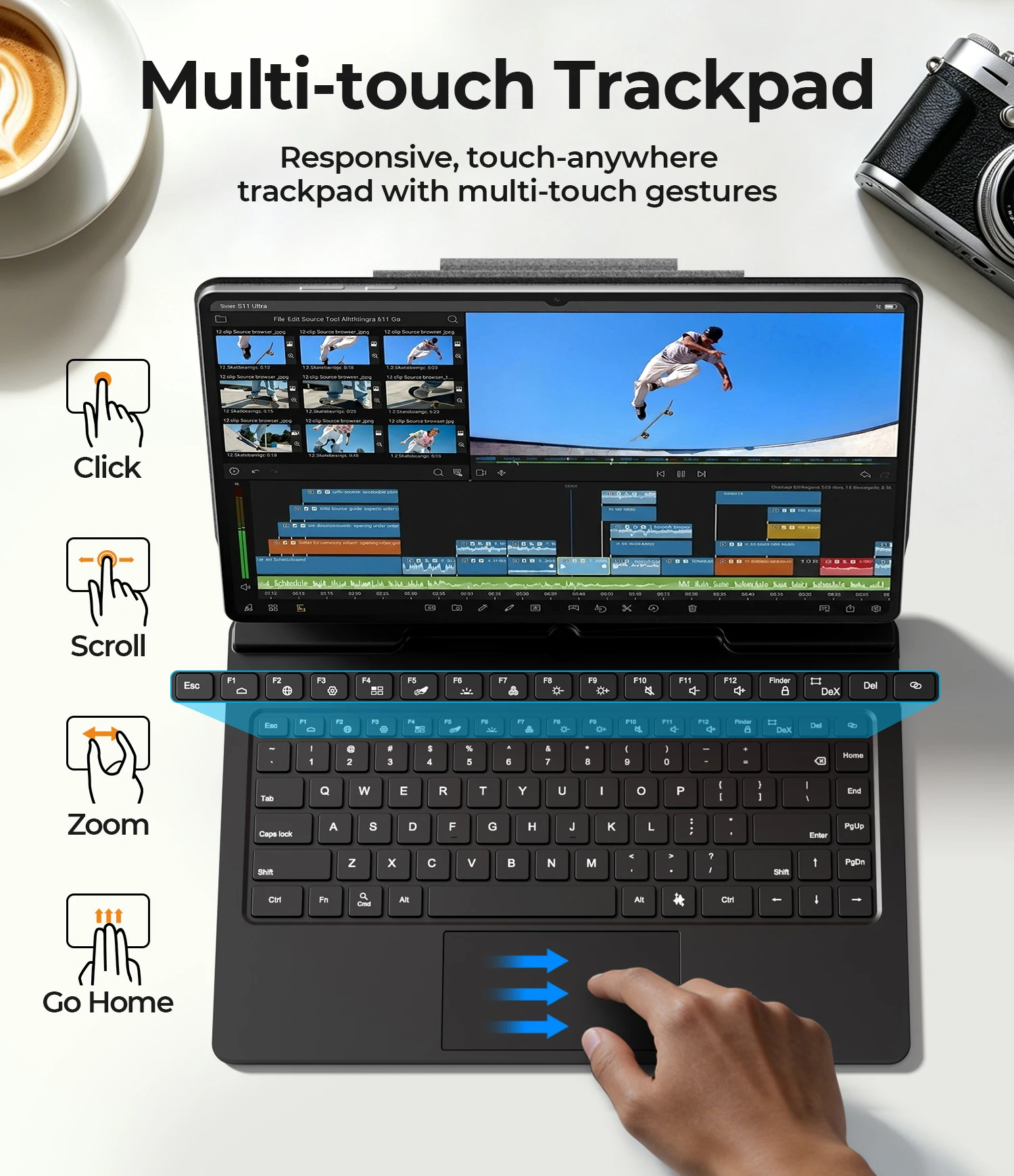 Magnetic Backlit Keyboard with Trackpad for Samsung Galaxy Tab S8/S9/S10/S11/S12 Ultra,LCD Battery Indicator & Pen Slot