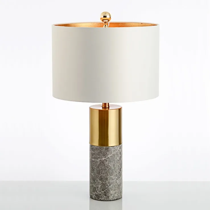 Simple Creative White Marble LED Bedside Table Lamp New Design for Bedroom with Electric Power Supply Price