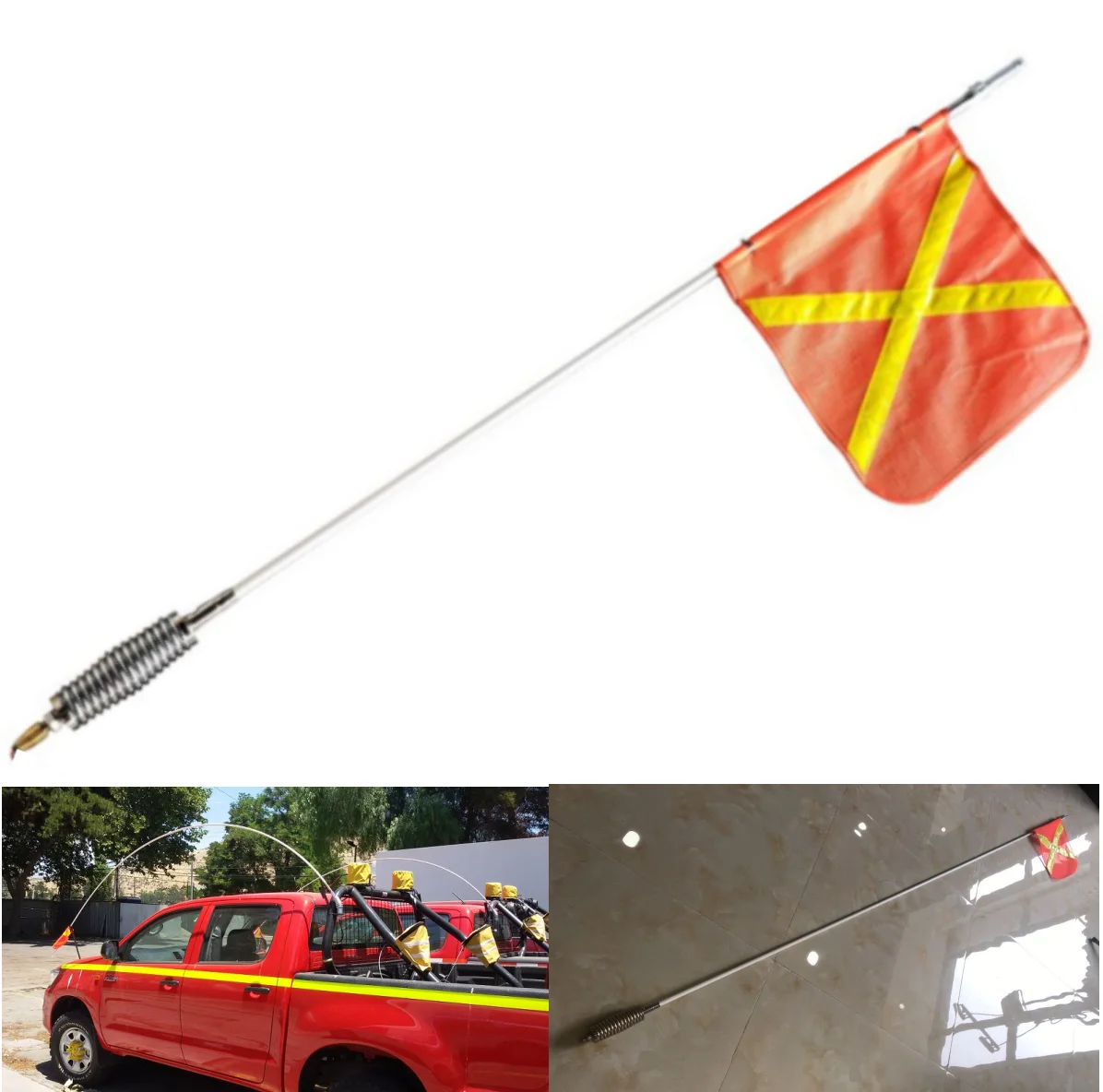 Red Kelly Cross Reflector Flashing 6ft 8ft Mining Flexible Safety Buggy Flag Light Heavy Duty Vehicle Atv Led Whip Lights