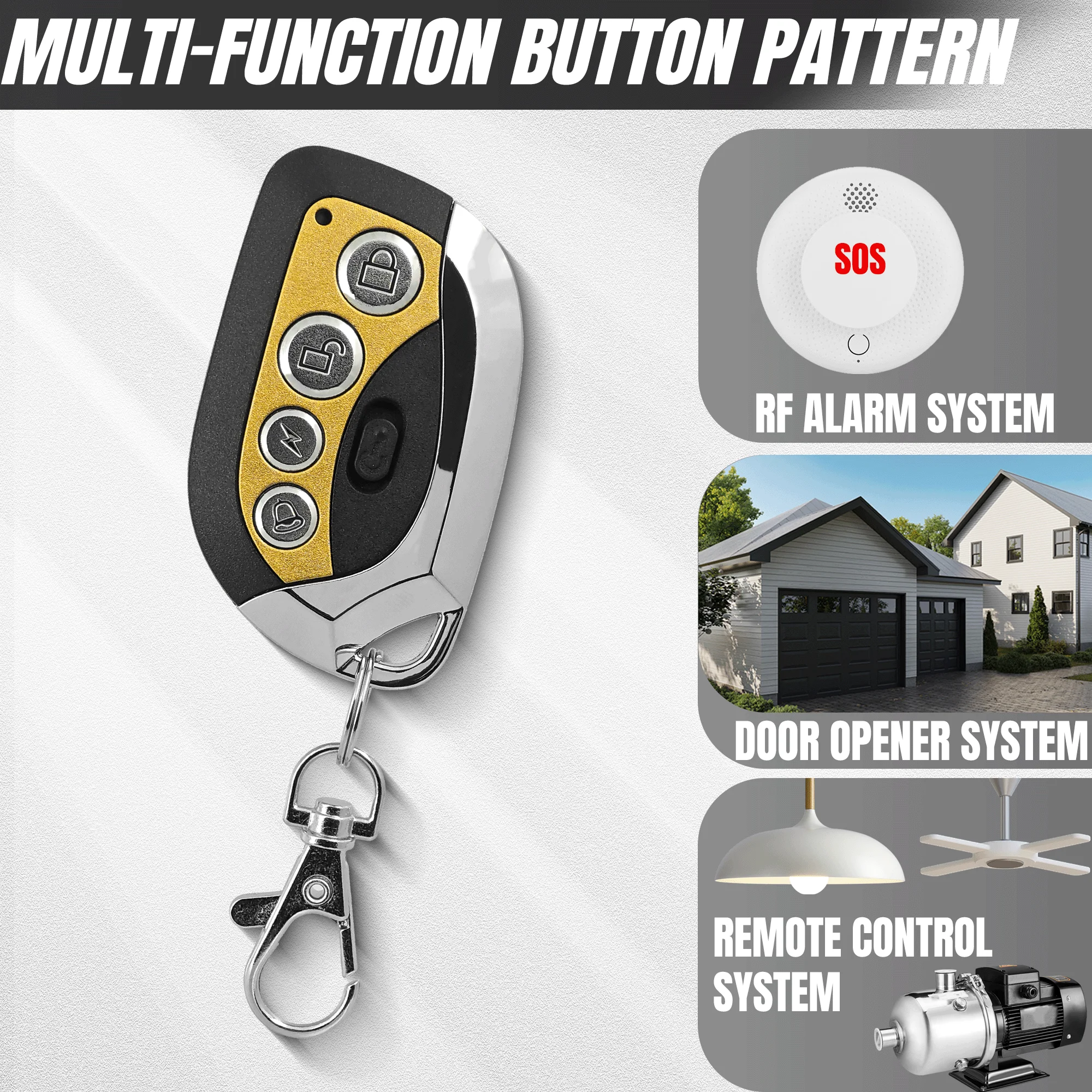 Custom 4-Channel White Round Wireless Remote Control ABS
