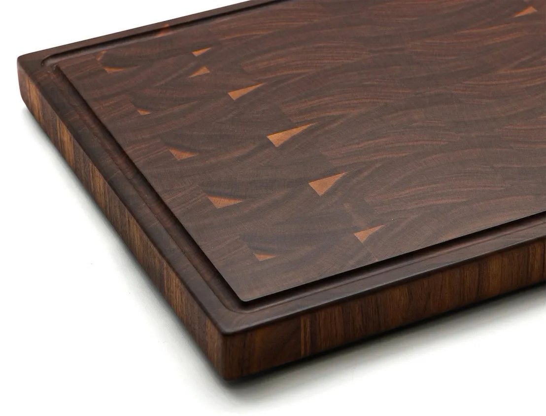 Large End Grain Walnut Cutting Board With Juice Groove, Wood Chopping Board Butcher Blocks With Rubber Feet