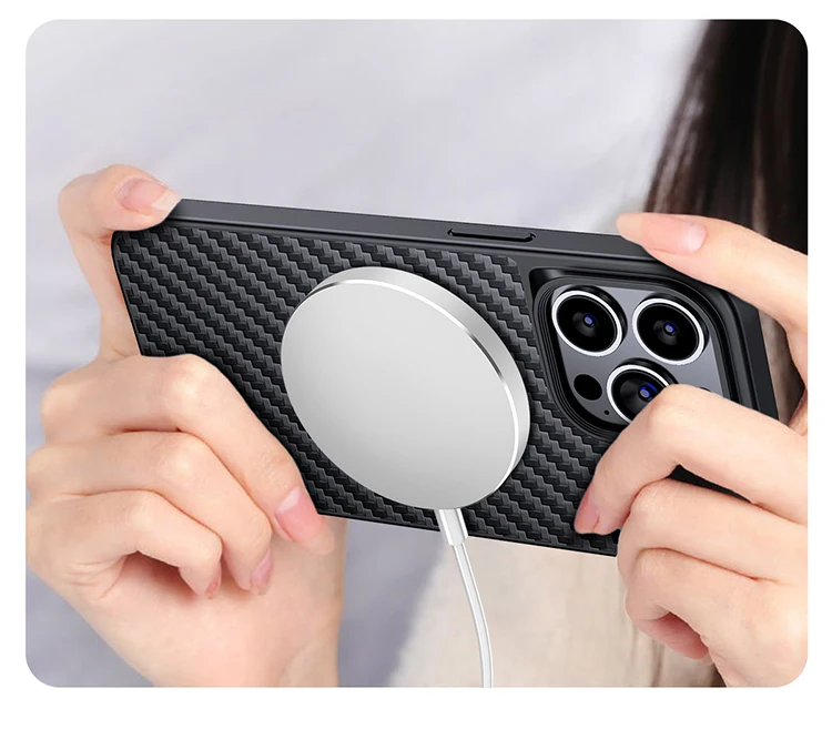 Laudtec Real Carbon Fiber Phone Cases Magnetic Charging Shockproof Back Cover Ultra Thin for Iphone Air 17 16 Pro Max Sjk1108