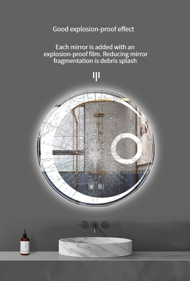 Modern Luxury Hotel Adjustable Bathroom Mirror Led Wall Decorative