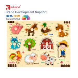 New Design Cartoon Animal Wooden Puzzle Educational DIY Toy in Kid's Gift Shape for Children