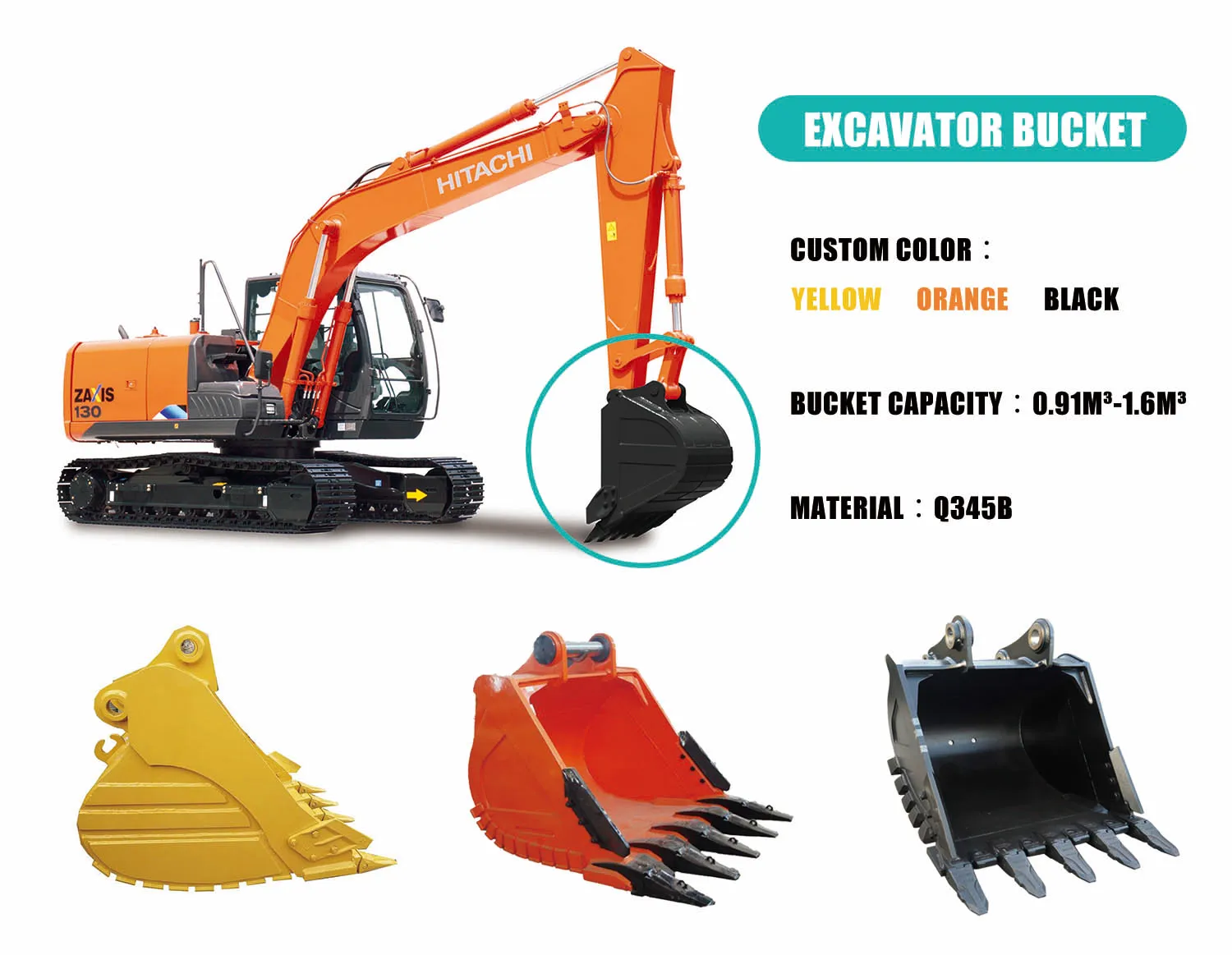 Highstrength Wearable Steel Excavator Rock Bucket For Construction