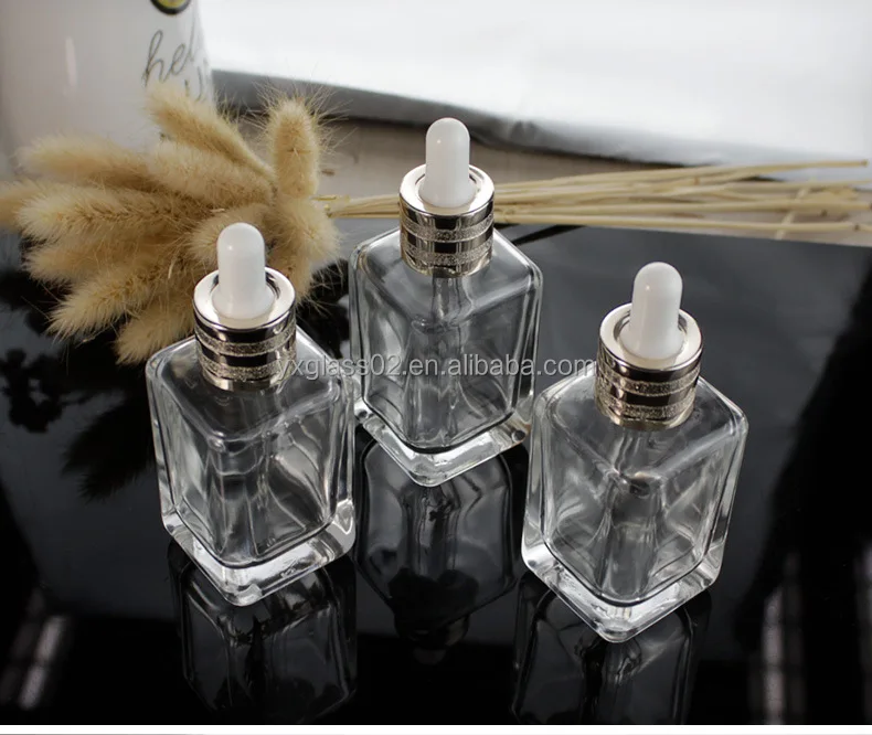 Essential oil glass bottle Same style EsteL Square Serum glass bottle Luxury Square cosmetic packaging Dropper Bottle details