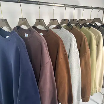 Wholesale High Quality Printed Heavy Plus Velvet Solid Color Round Neck Sweatshirt Printed Luxury Pullover Cotton Custom Hoodie