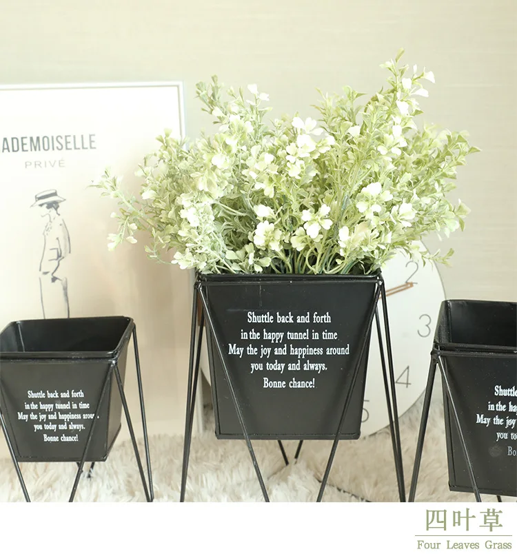 Artificial Four Leaf Clover Bushes Faux Plastic Greenery Plant