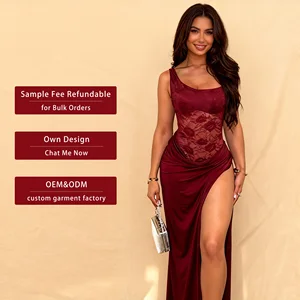 2026 Trending Product Sexy off the Shoulder Lace Women Tight Bodycon Dress Elegant Ladies Fashion Casual Long Party Dress