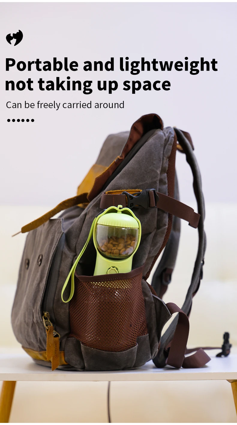 product portable dual chamber dog water food cup hanging design outdoor walking travel pet water bottle for small puppy-9