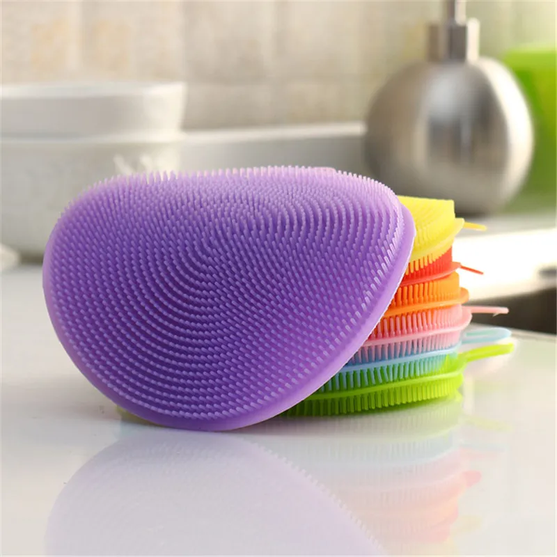 Hot Sale Silicone  Cleaning Brushes Dish Bowl Scouring Pad Pot Pan Easy to clean Wash Brushes Cleaning Brushes KitchenR0759