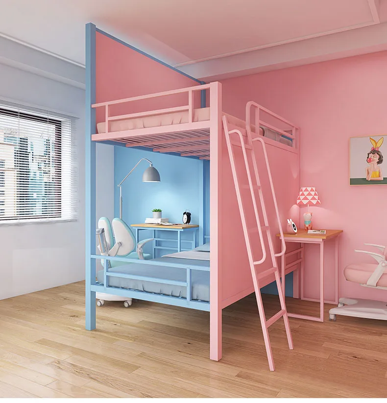 女の子向けピンク色プリンセス2段ベッド | モダンデザインの寝具