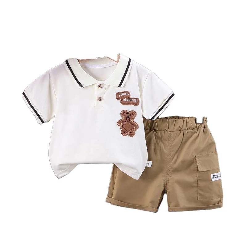 2023 Summer Toddler Boys Clothing Short Sleeve Cartoon Bear Polo - Main Image
