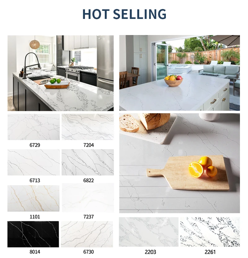 High Quality Calacatta Quartz Countertop Black And White Table Top