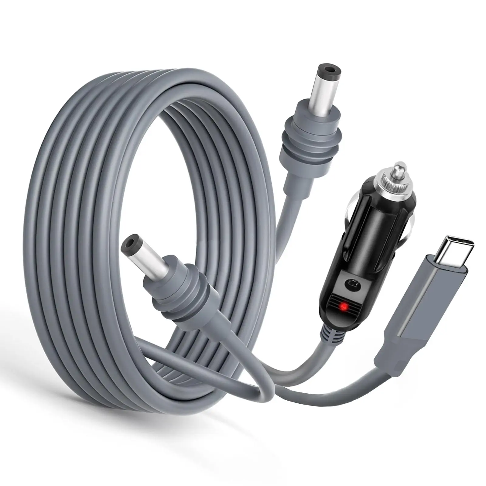 3-in-1 Digital Display Car Charger for Starlink Mini With PD65W Fast Charge Car Cigarette DC 12-24V Car Power Cable 18AWG