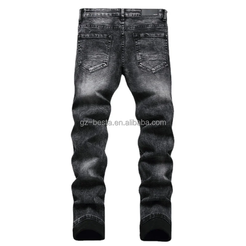 RIBBED JEANS Mens Black Jeans With Leather Moto Pants - Etsy