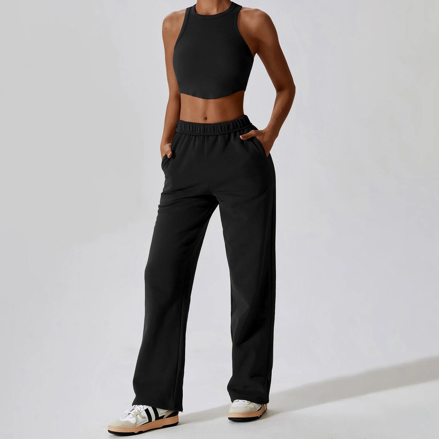 Yiyi Autumn With Fleece Jogger Pants 4pcs Workout Sets High Quality