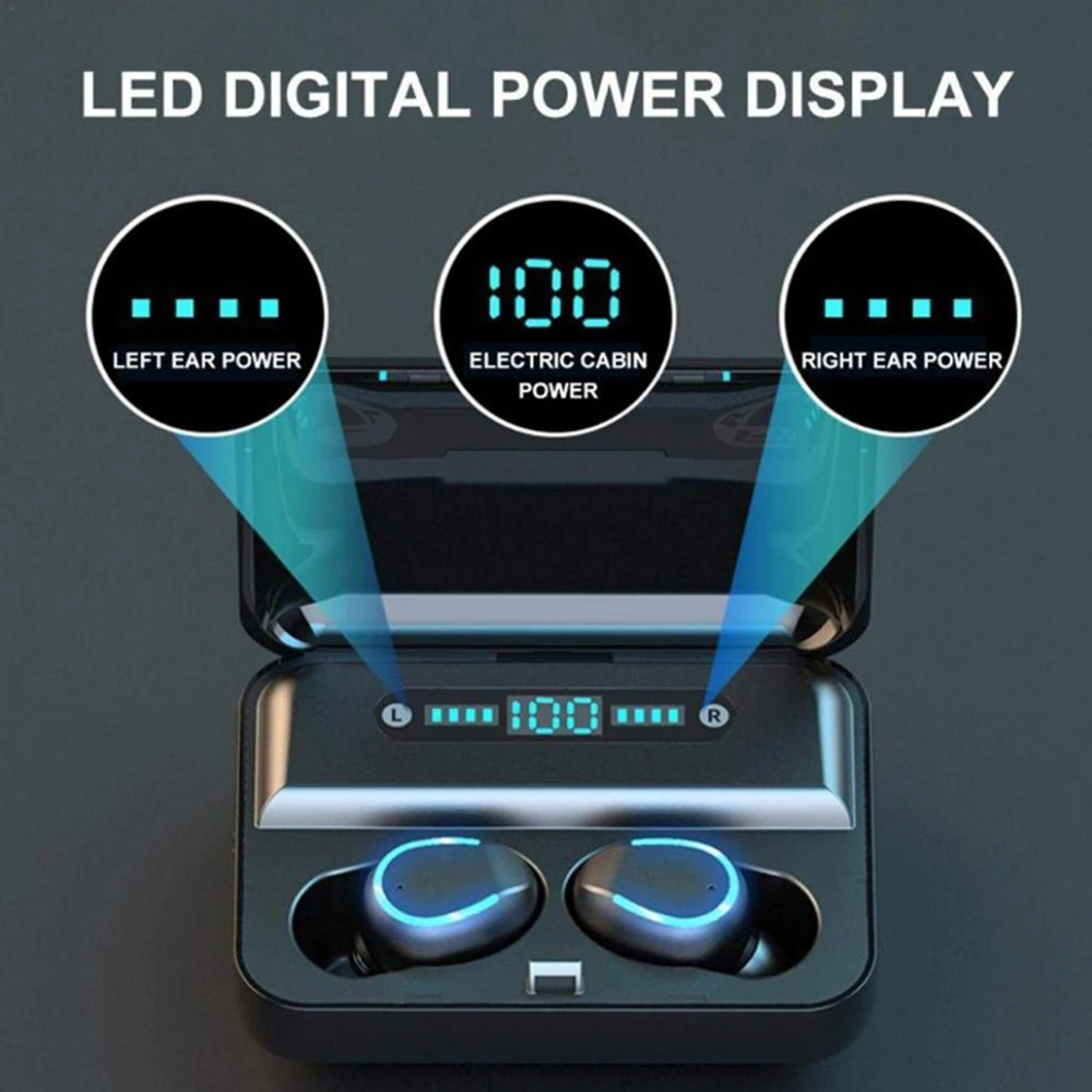 Mini Headsets Wireless Earbuds BT 5.0 IPX7 Waterproof Headphones F9-5 with microphone