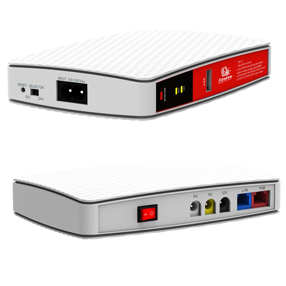 2021 Fanshine Newest Mini UPS With 3 Ports 5V 9V 12V 18W Router UPS With POE Mini DC UPS