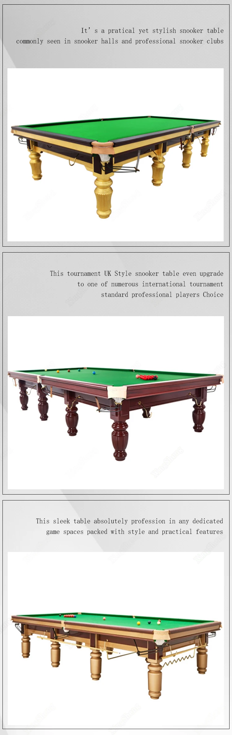 Professional Snooker Pool Table Billiard Solid Wood Slat Tournament ...