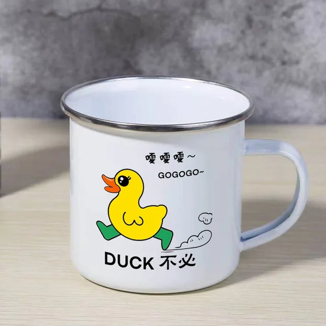 Thickened 8cm 12oz Enamelled Cup Sublimation Blank Coated Cup Silver Edging Enamelled Cup