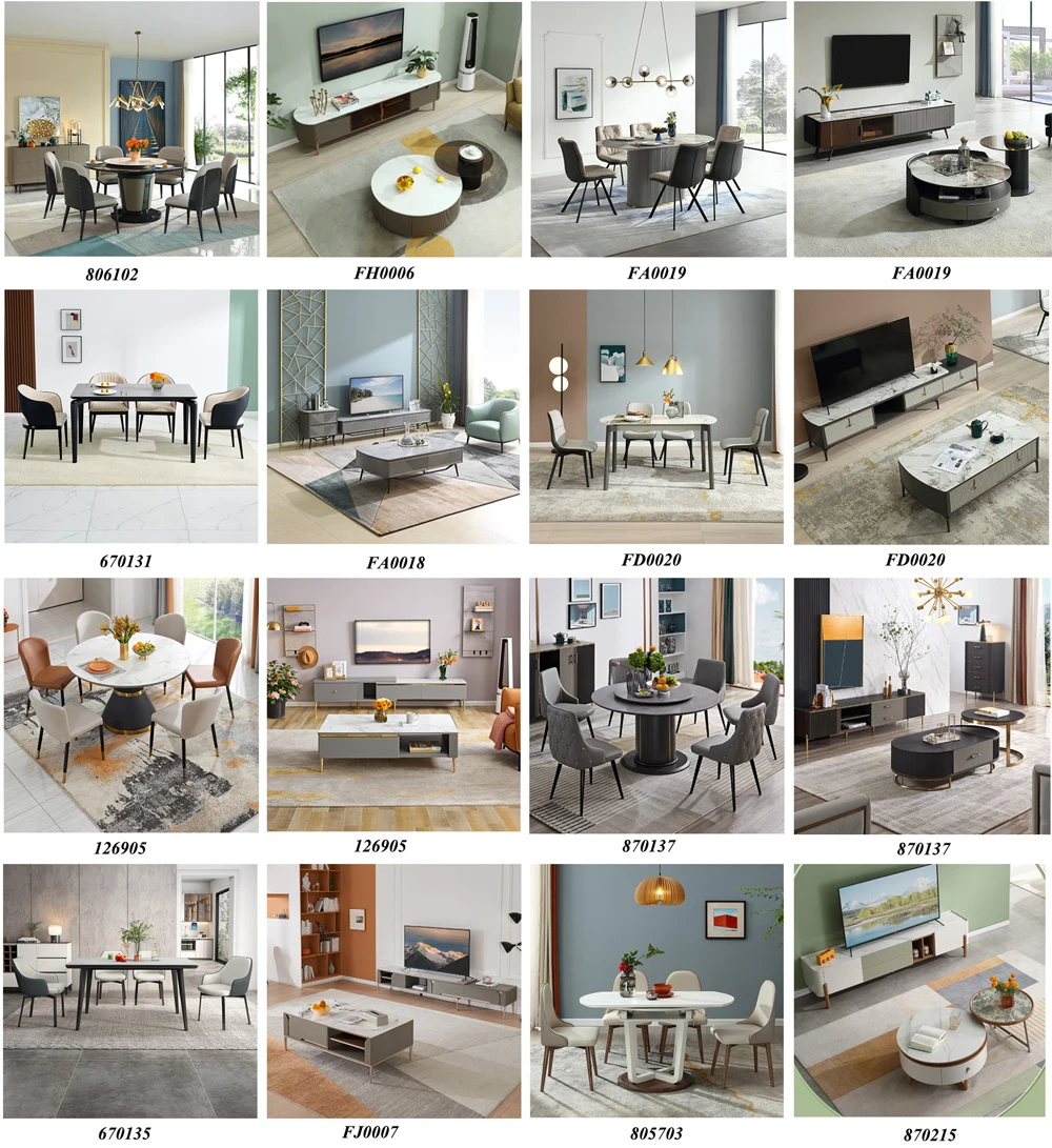 Quanu Custom Italian Modern Rotating Round 6 Seater Dining Table Set