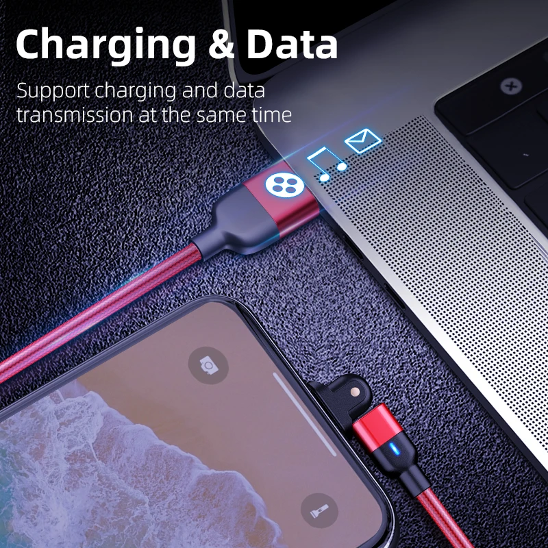 Лидер продаж, высококачественный usb-кабель для быстрой зарядки 3 А, зарядное устройство для iphone, кабель micro, type C, вращающийся usb-кабель 180 L-образной формы