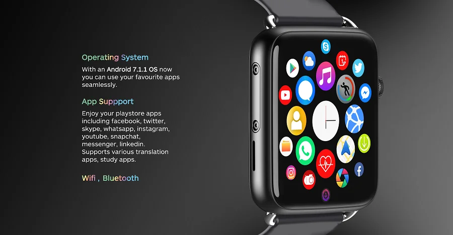 Большой размер дисплей большая память sim Поддержка вызова камеры 4g lite clon gps Прайм Часы android Смарт часы