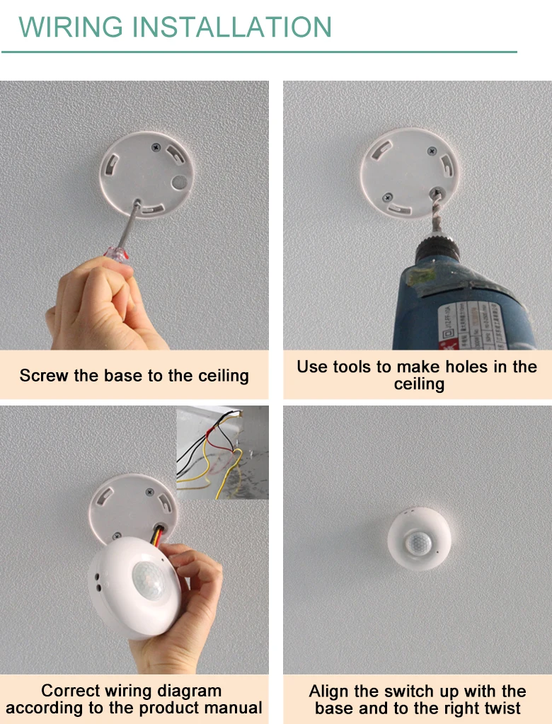 3 button AC220V 360 degree Automatic Infrared PIR Detector wall ceiling ...