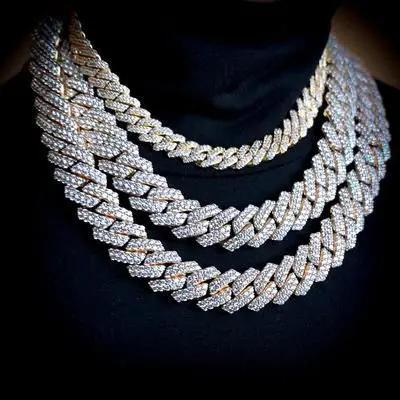 Moissanite Jewelry Necklace Men Chain Hip Hop Silver Miami Diamond VVS Moissanite Cuban Link Chain