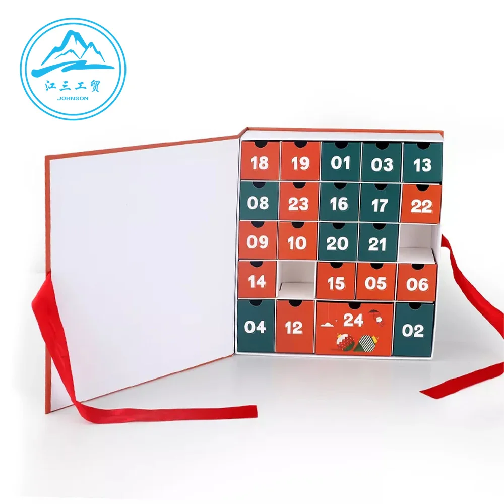 Custom Advent Calendar Empty Luxury Cardboard Paper Gift Beauty Cosmetic Packaging Countdown Christmas Advent Calendar Box