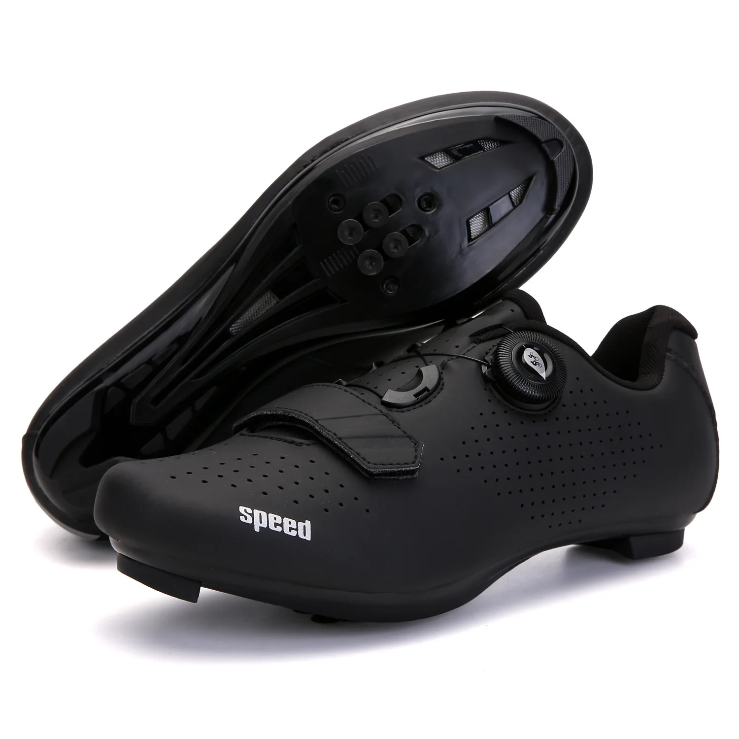 Pure Black Anti-Slip Men's Cycling Sports Shoes Hard-Soled Wear-Resistant for Autumn Winter Spring Summer Mountain Road Bike