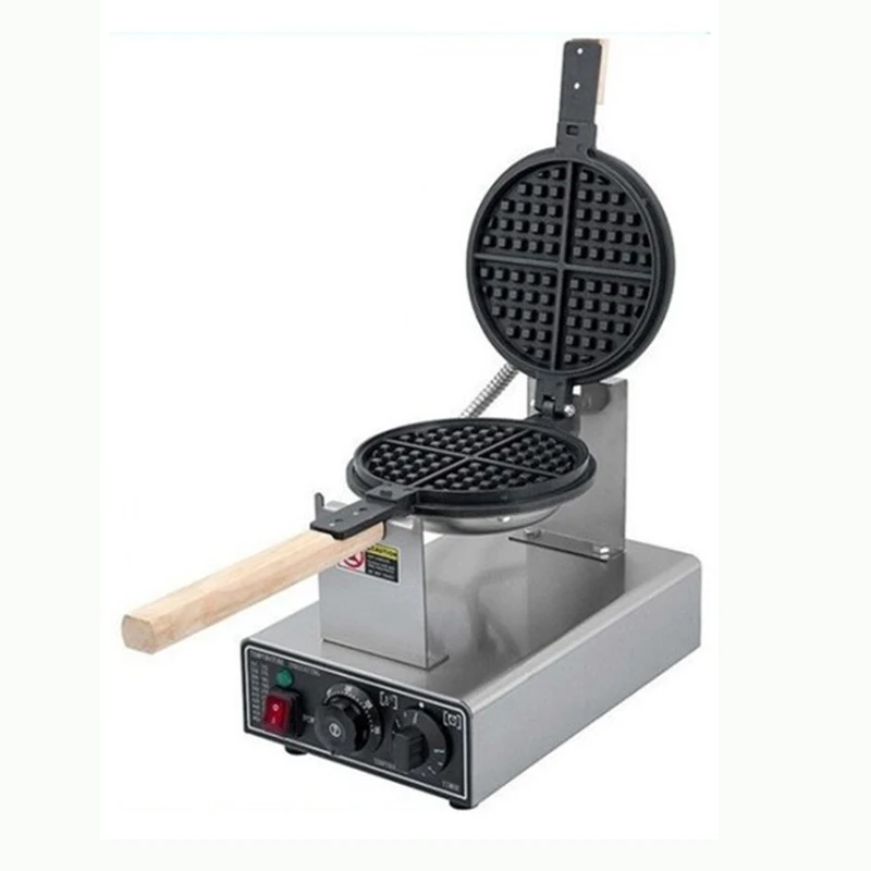 TEBAK Commercial Waffle Maker Machine Stainless Steel Round Snack Machines Non Stick Rotating Waffle Making Machine